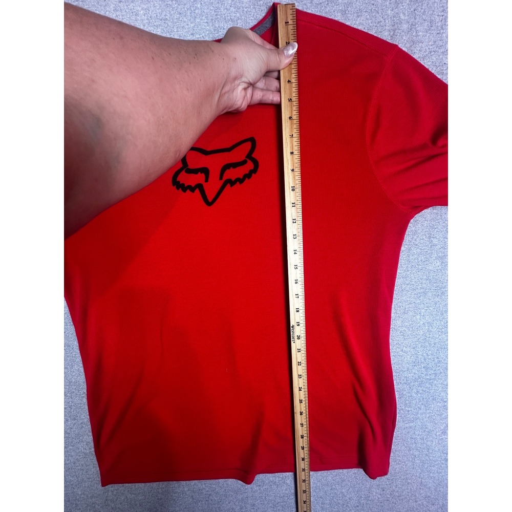 Fox Racing Active Tech Thermal‎ Shirt Mens XL Red Long Sleeve Waffle Knit Logo - Picture 8 of 10